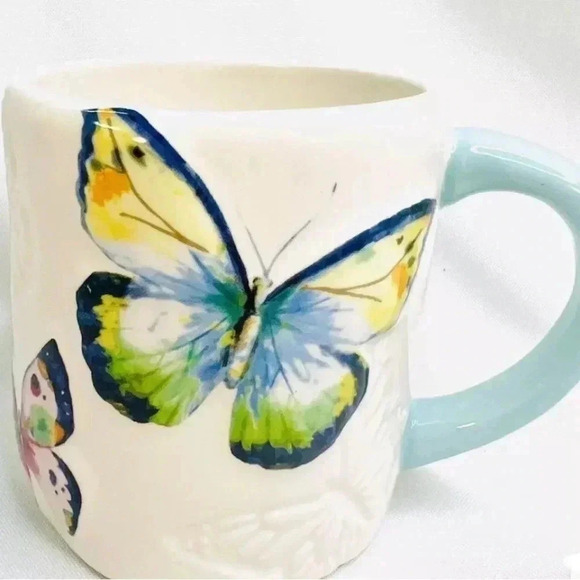 Lang Butterfly Coffee Tea Mug Raised and Embossed Design Hand Painted 16 oz - Picture 12 of 12
